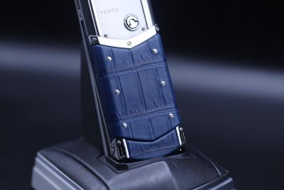 Vertu Signature S Xanh Navy Da Cá Sấu