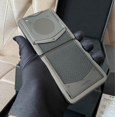 Điện Thoại Vertu Iron Flip nắp gập Lưng Bọc Da Bò