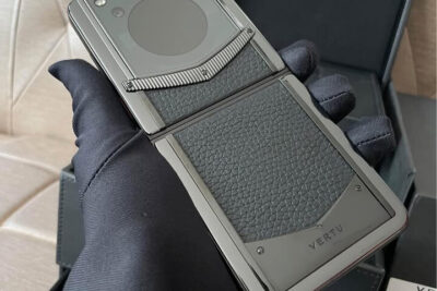 Điện Thoại Vertu Iron Flip nắp gập Lưng Bọc Da Bò