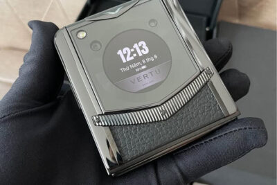 Điện Thoại Vertu Iron Flip nắp gập Lưng Bọc Da Bò