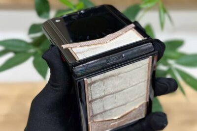 Vertu Iron Flip Diamionds Rose Gold 18k Lưng Bọc Da Cá Sấu Hymlaya