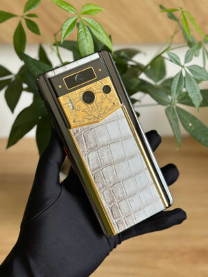 Metavertu 2 Viền gold hoa văn- da cá sấu bạch tạng