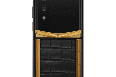 Điện Thoại Vertu Quantum Flip Da Cá Sấu Mix Viền Gold